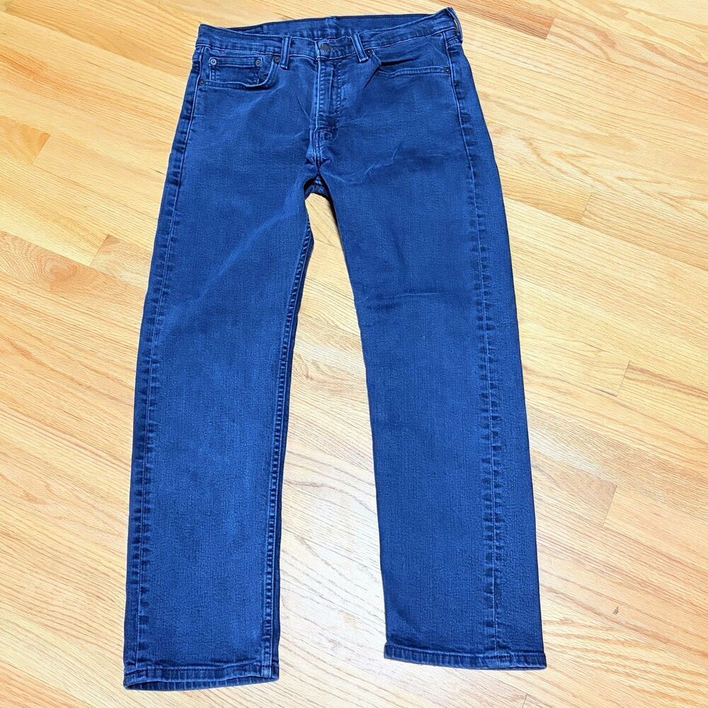 Levis 505 Regular Fit Jeans Mens 33x30 Dark Wash Blue Straight Leg Denim Pants